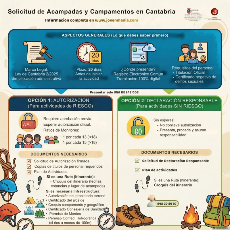 Solicitud de acampadas y campamentos en Cantabria