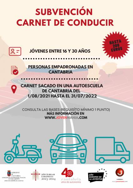 Subvención para la obtención de carnés de conducir 2022