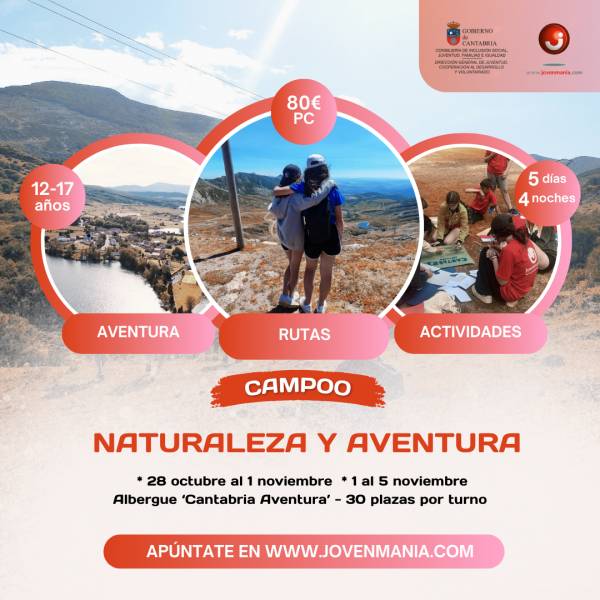 actividad de naturaleza y aventura en campoo 80€ 5 días 12-17 años