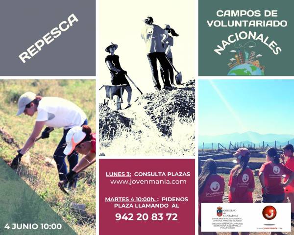  REPESCA de plazas para Campos de Voluntariado Nacionales 2024