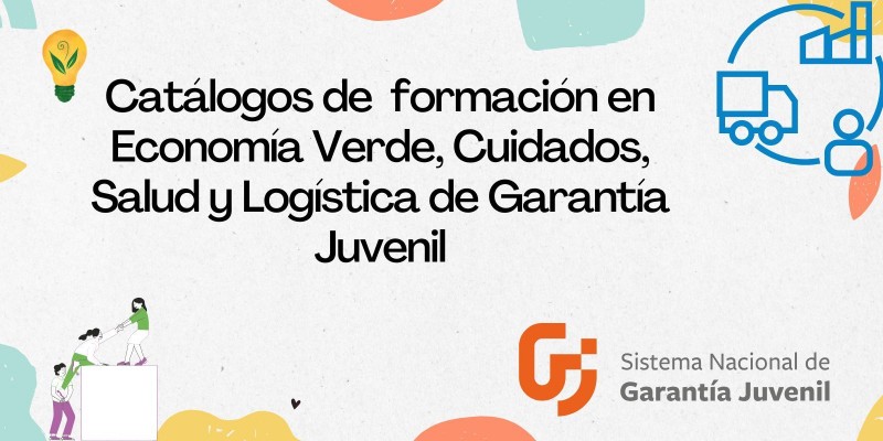 cartel con fondo beige recreando papel reciclado con texto titular de la noticia y logo del Sistema Nacional de Garantía Juvenil