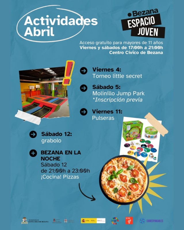 Programa de actividades de abril para jóvenes en Sta. Cruz de Bezana
