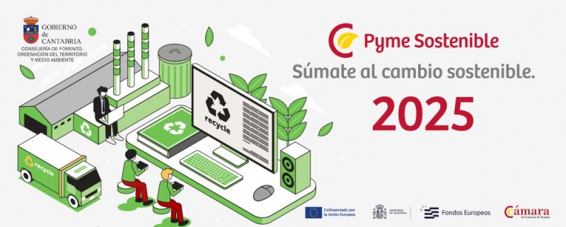 Cartel del Programa Pyme Sostenible 2025 de la Cámara de Comercio de Cantabria para Pymes