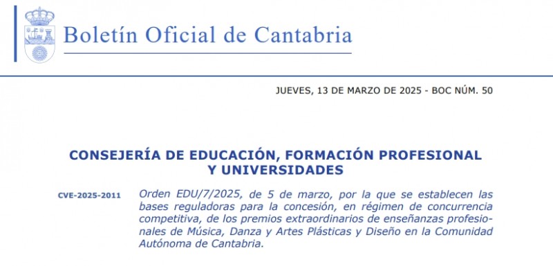 imagen de la Orden EDU/7/2025, de 5 de marzo