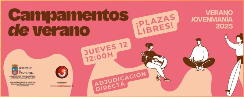 ¡Plazas Libres! para los campamentos jueves 12 12:00h