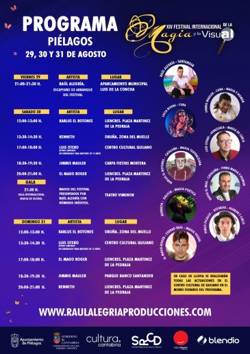 Cartel del programa con horarios y localizaciónes de los espectáculos.