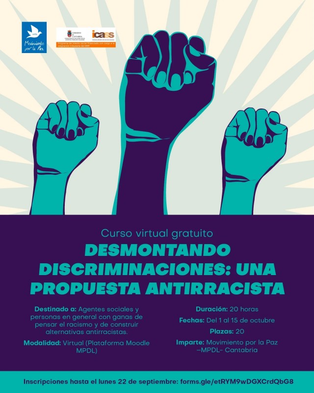 cartel publicitario del curso en formación de antirracismo