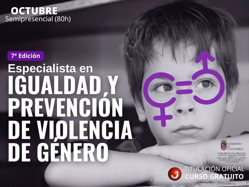 Cartel del curso de Especialista en Igualdad y PVG 