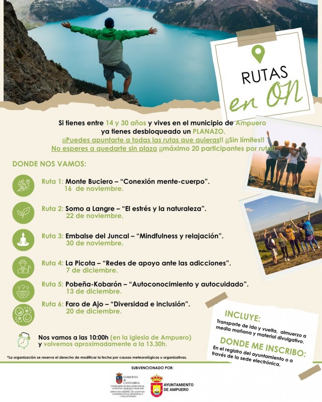 Carte con la información de la programación de rutas.