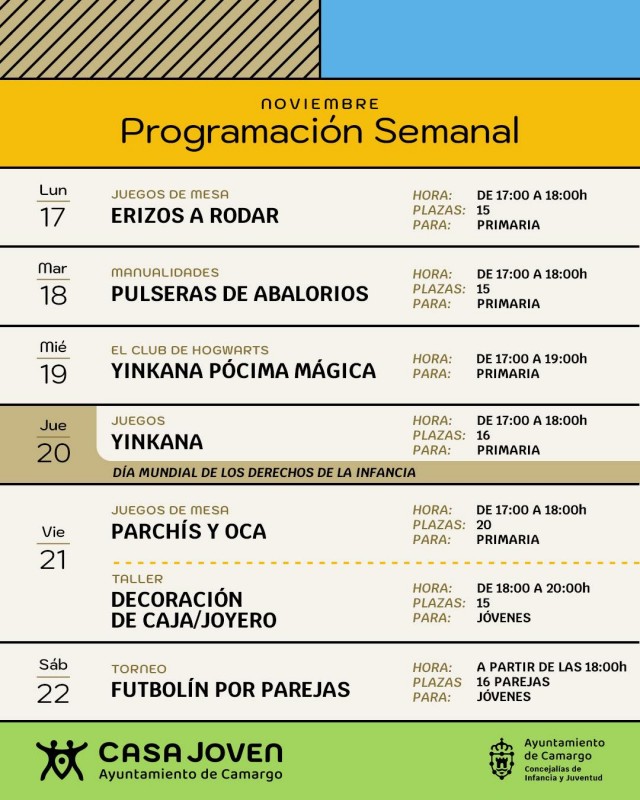 cartel de la programación semanal completa