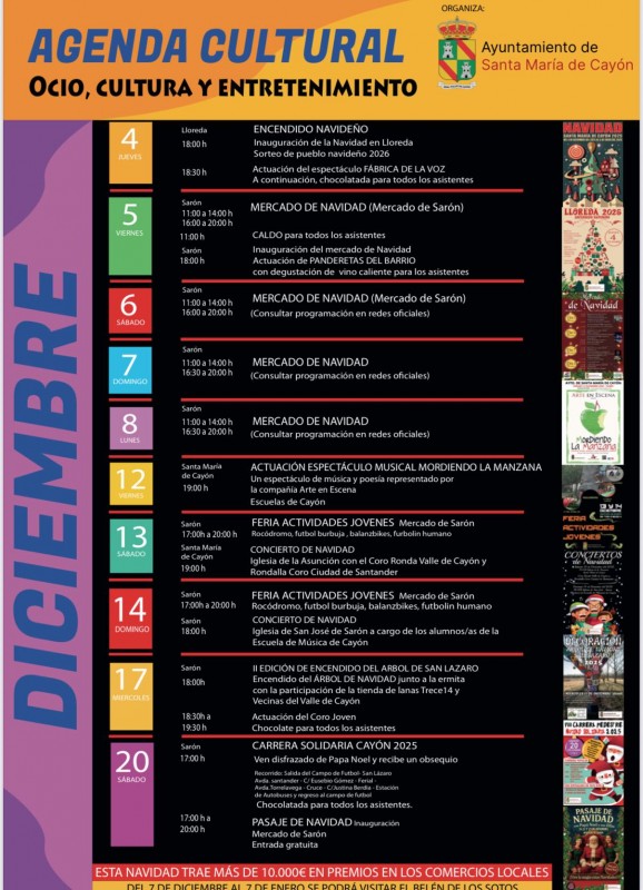 cartel completo de la programación con horarios, días y lugares concretos de su celebración