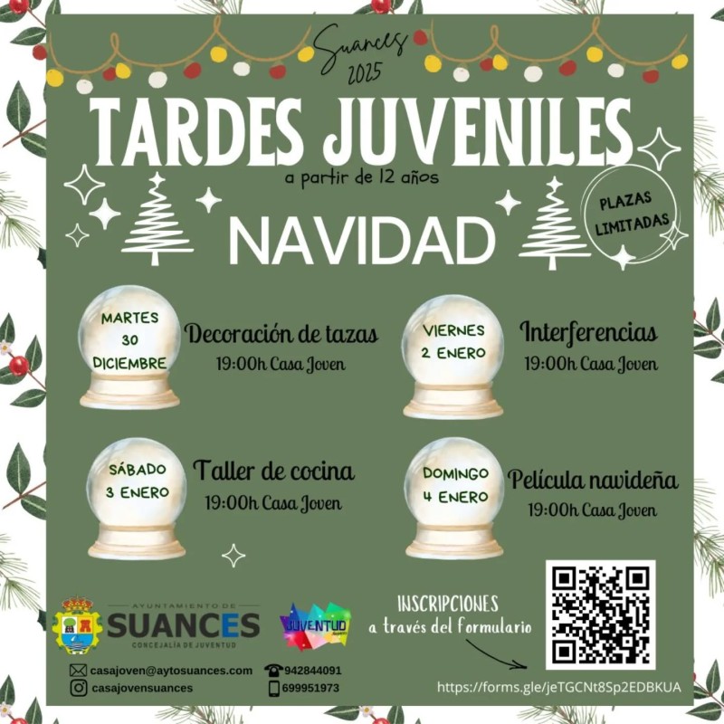 Cartel de talleres por Navidad 2025 en Suances