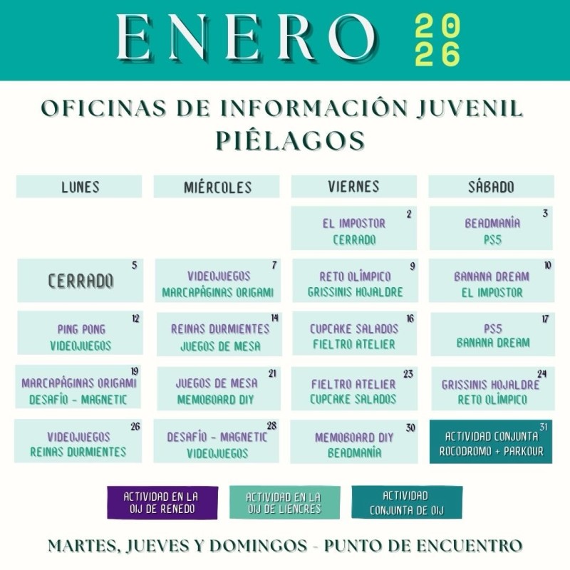 Cartel Piélagos 2026 para enero completo