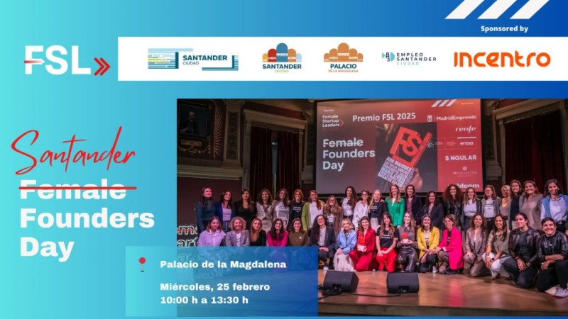 cartel del evento en azul con foto del grupo de mujeres anterior