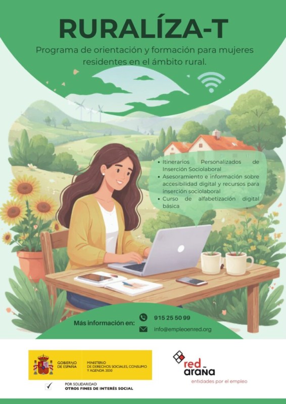 Cartel del programa Ruraliza-T. El talento y las oportunidades tambi&eacute;n pueden crecer en el entorno rural.[