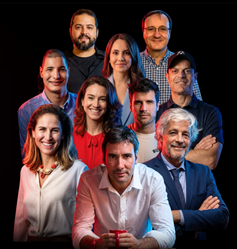 Sobre fondo negro, salen unidos los 10 speakers confirmados al evento