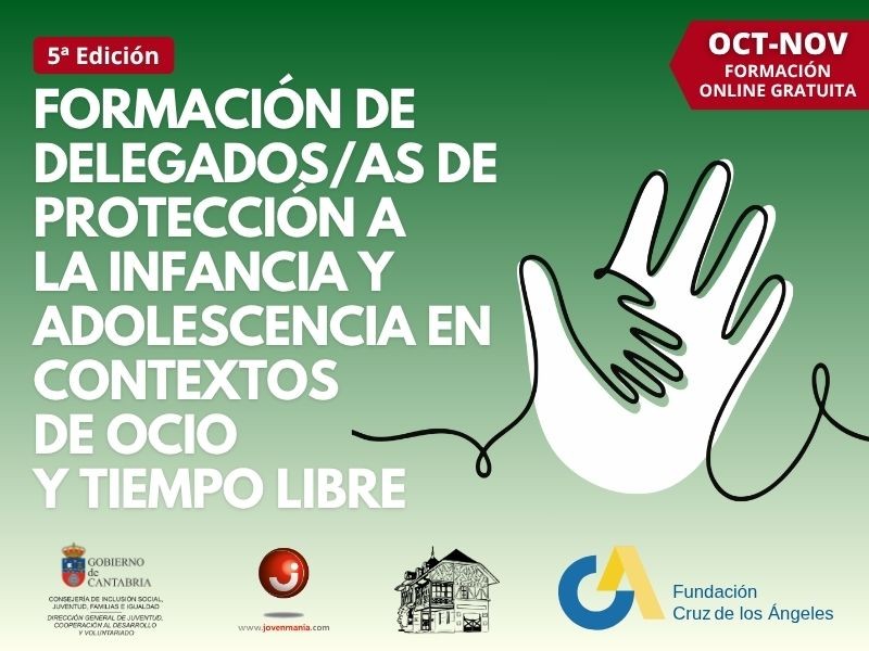 Cartel con el t&iacute;tulo del curso Formaci&oacute;n de delegados/as de protecci&oacute;n a la infancia y adolescencia en contextos de ocio y tiempo libre