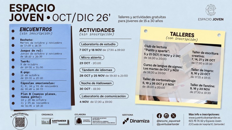 Santander. programación en el Espacio Joven oct-diciembre