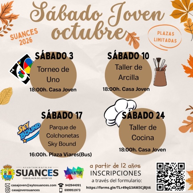 CARTEL Santo&ntilde;a. Actividades 'S&aacute;bado Joven' en octubre