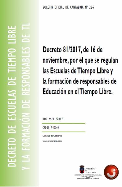 Decreto regulación escuelas de tiempo libre y formación de responsables