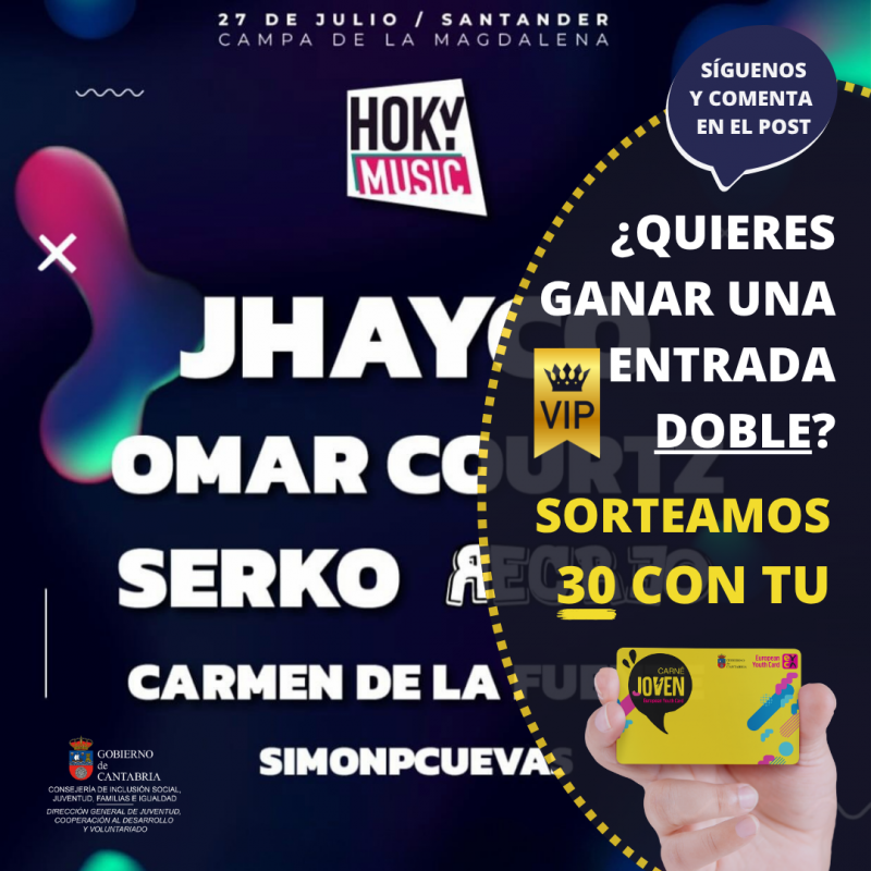 HOKY MUSIC sorteamos 30 entradas vip dobles