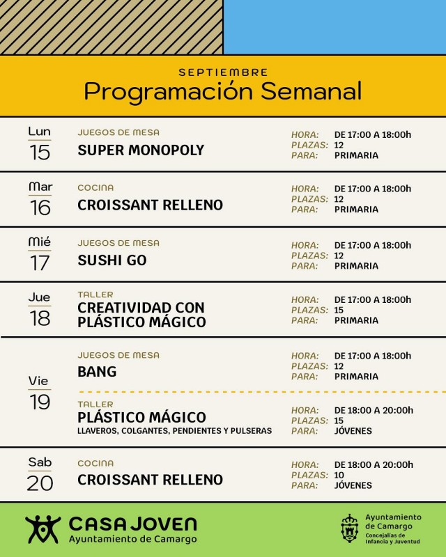 cartel programación semanal camargo