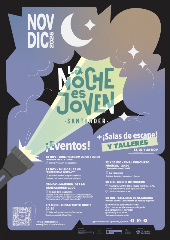 cartel de la programación de la noche es joven