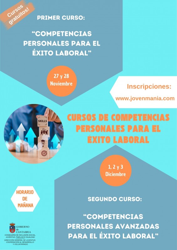 Cartel de los Nuevos cursos de Competencias Personales para el éxito laboral.