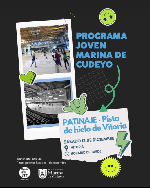 Cartel informativo sobre la actividad de patinaje
