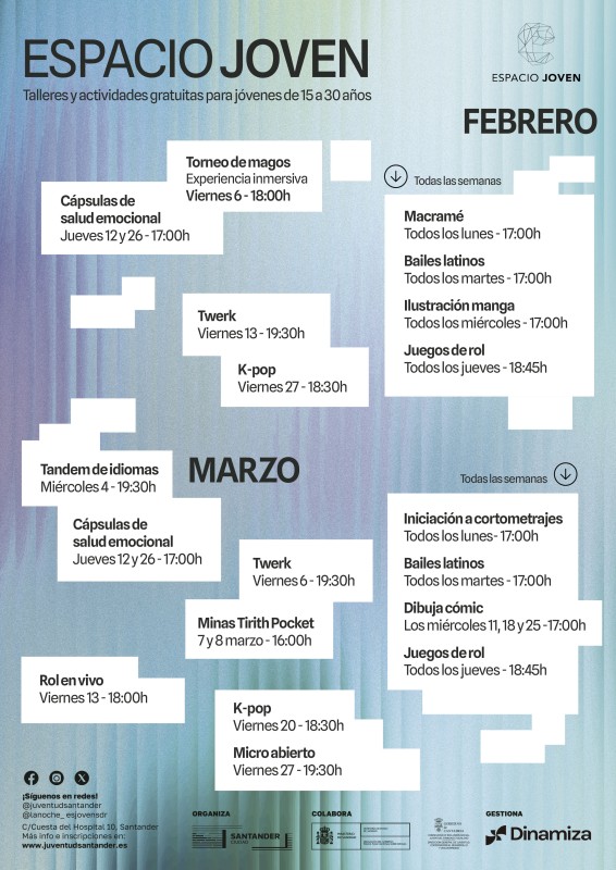 Cartel en portada de las actividades que se llevarán a cabo