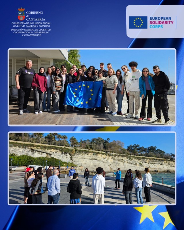 La directora general de Juventud, Blanca Fern&aacute;ndez, junto a los j&oacute;venes voluntarios llegados a Cantabria