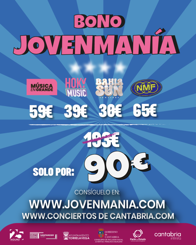 Bono Jovenmania cuatro festivales