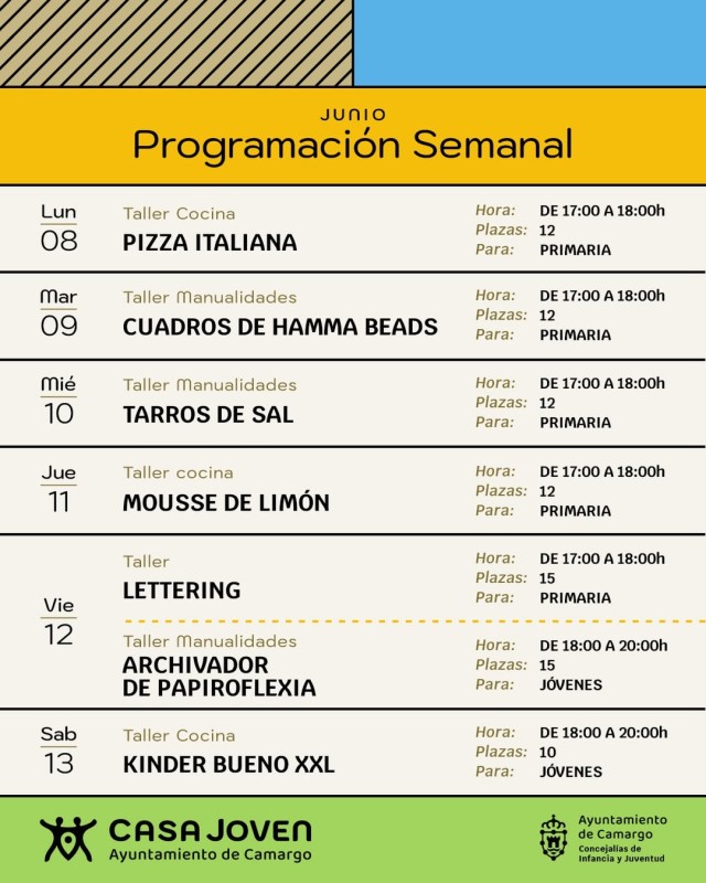Camargo. cartel Programación semanal de la Casa Joven