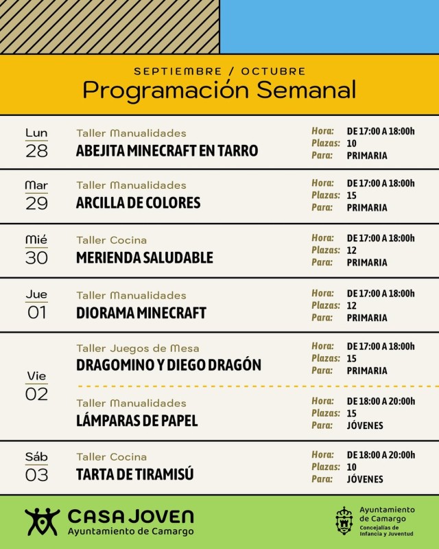 programación semanal casa joven camargo