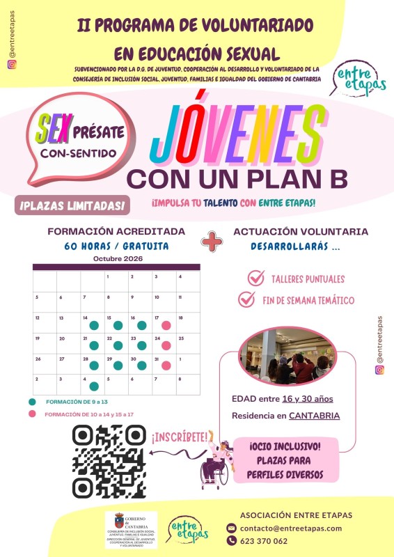 cartel de Sexprésate II Programa de Voluntariado en Educación Sexual e Inclusiva en Cantabria