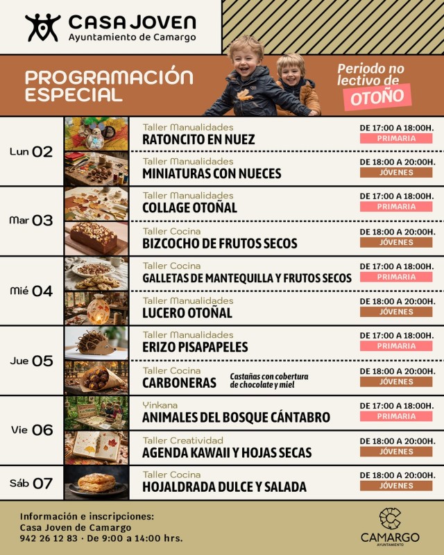 cartel casa joven camargo actividades semana no lectiva