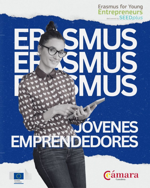 Cartel del programa europeo de intercambios para j&oacute;venes emprendedores