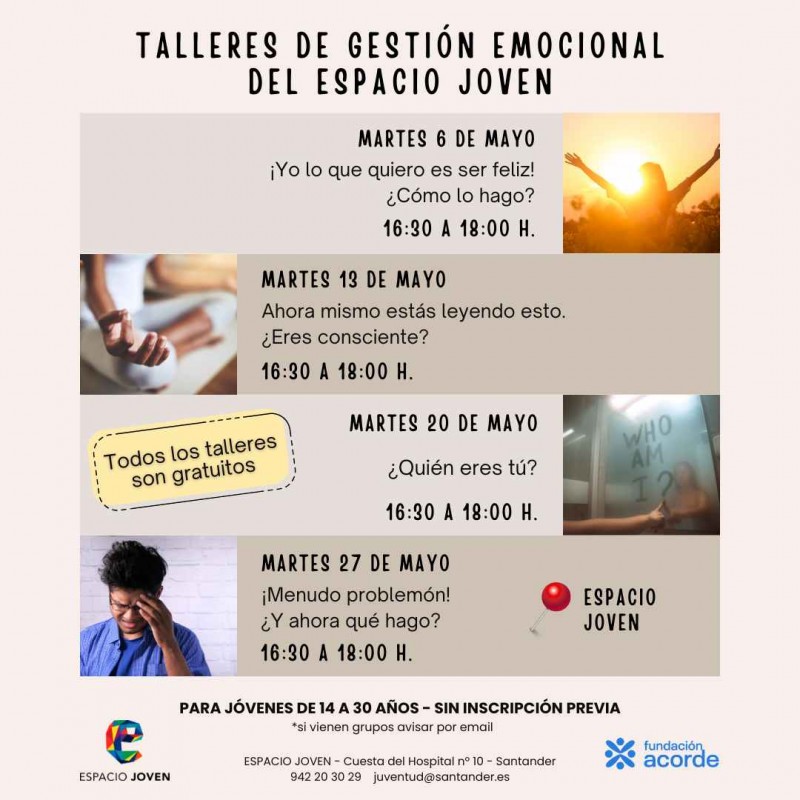 Cartel de los talleres de gestión emocional