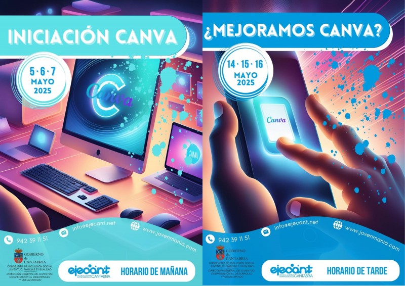cartel doble de los 2 cursos de CANVA