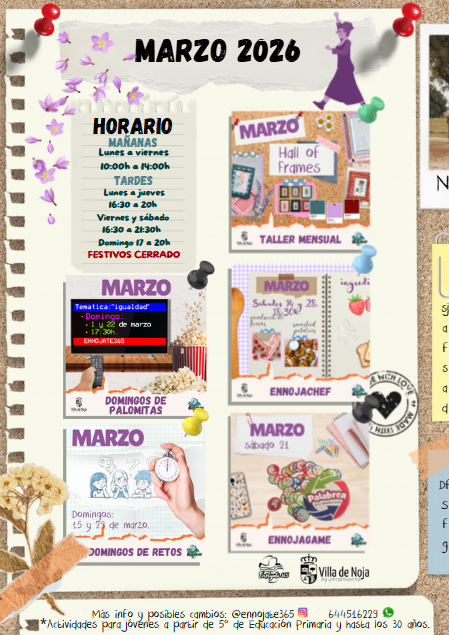 Programación Servicio de Juventud de Noja. Marzo 2026.