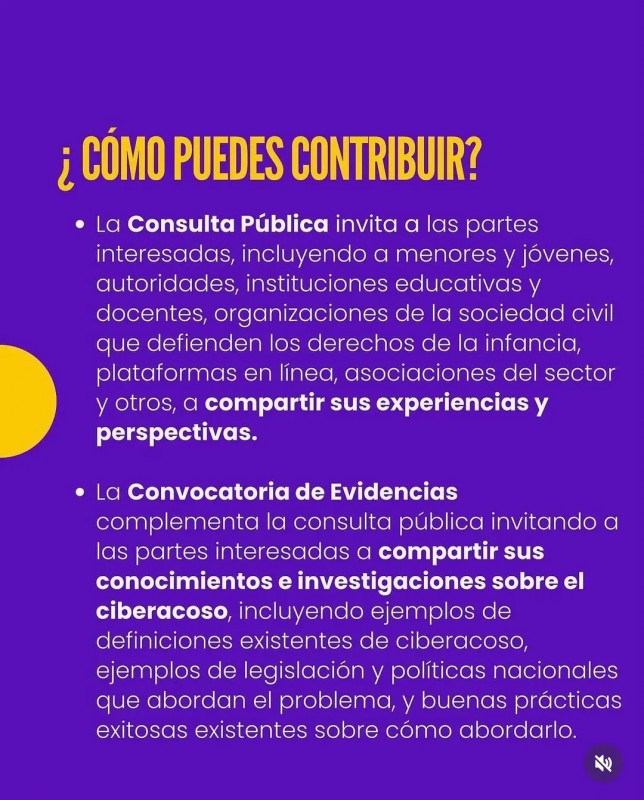 Cartel que informa sobre lo que versa la consulta pública y convocatoria de datos sobre el ciberacoso