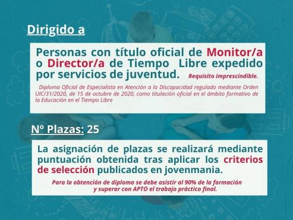 Cartel informando del requisito imprescindible de tener título de Monitor/a o Director/a de tiempo libre 